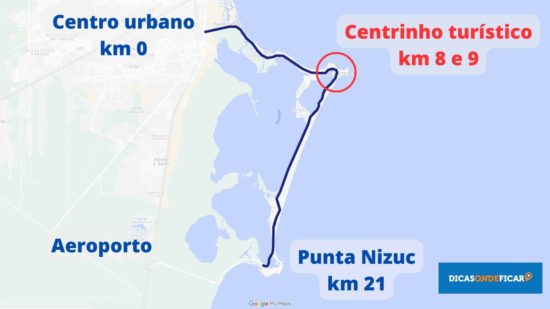 Mapa Centrinho Turístico de Cancún