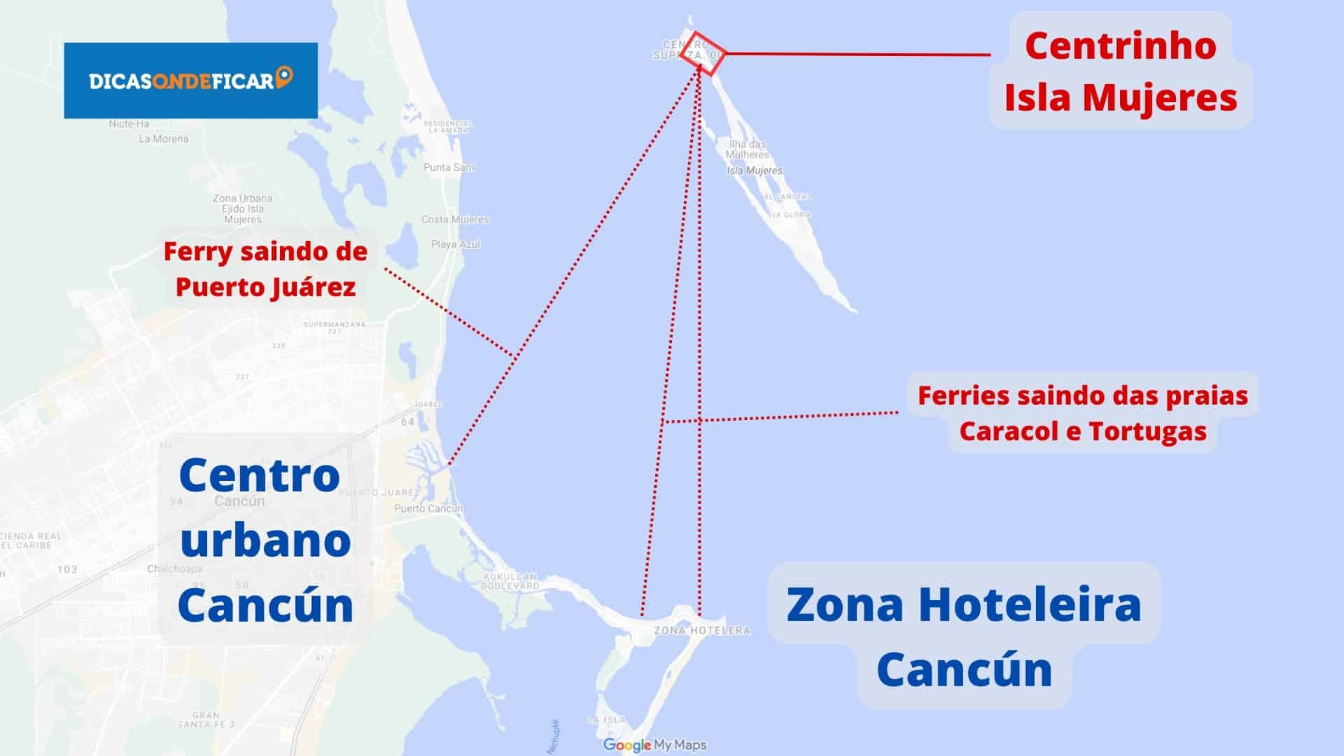 Mapa Localização Centrinho Isla Mujeres