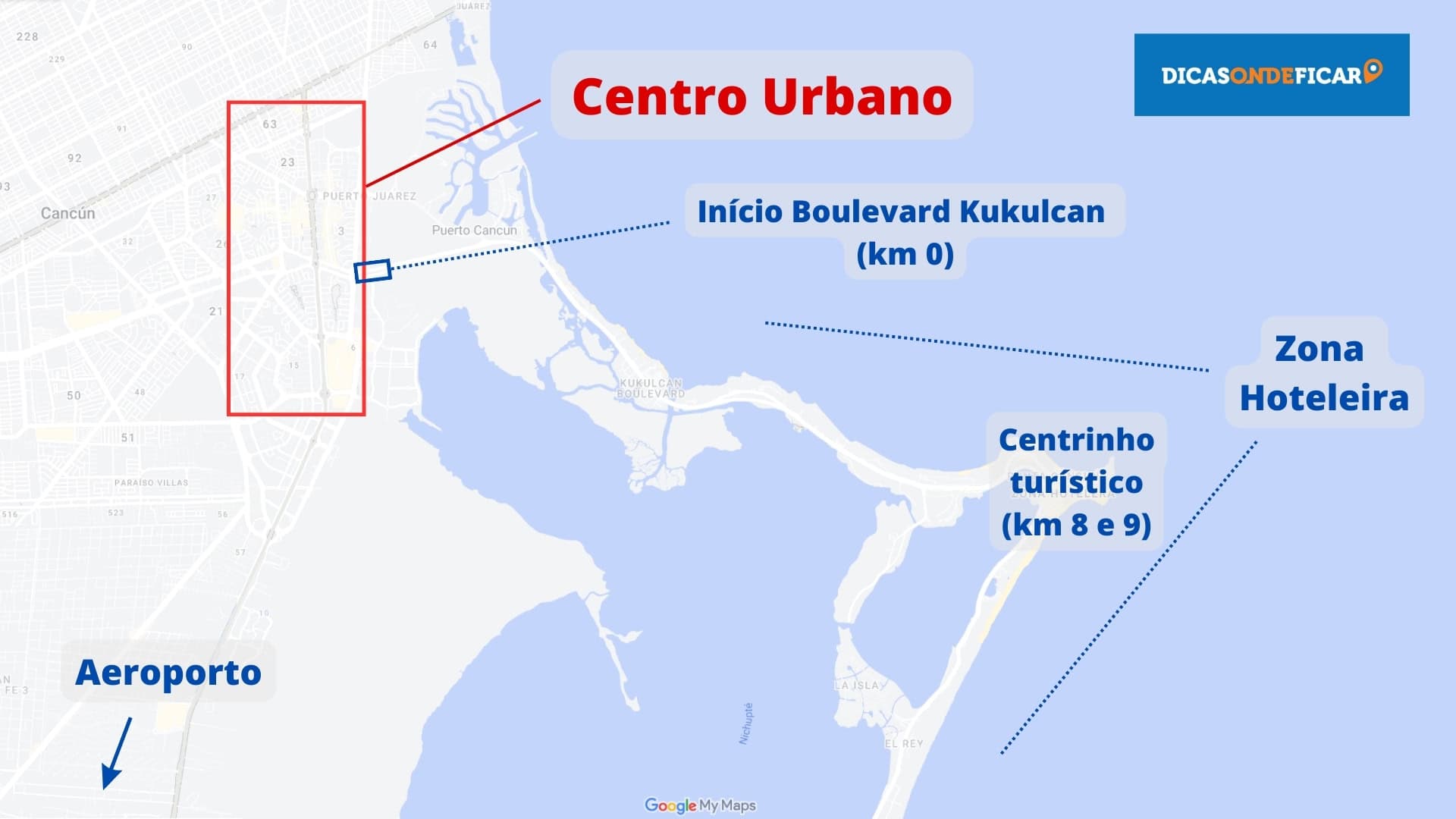 Mapa Localização Centro Urbano Cancún