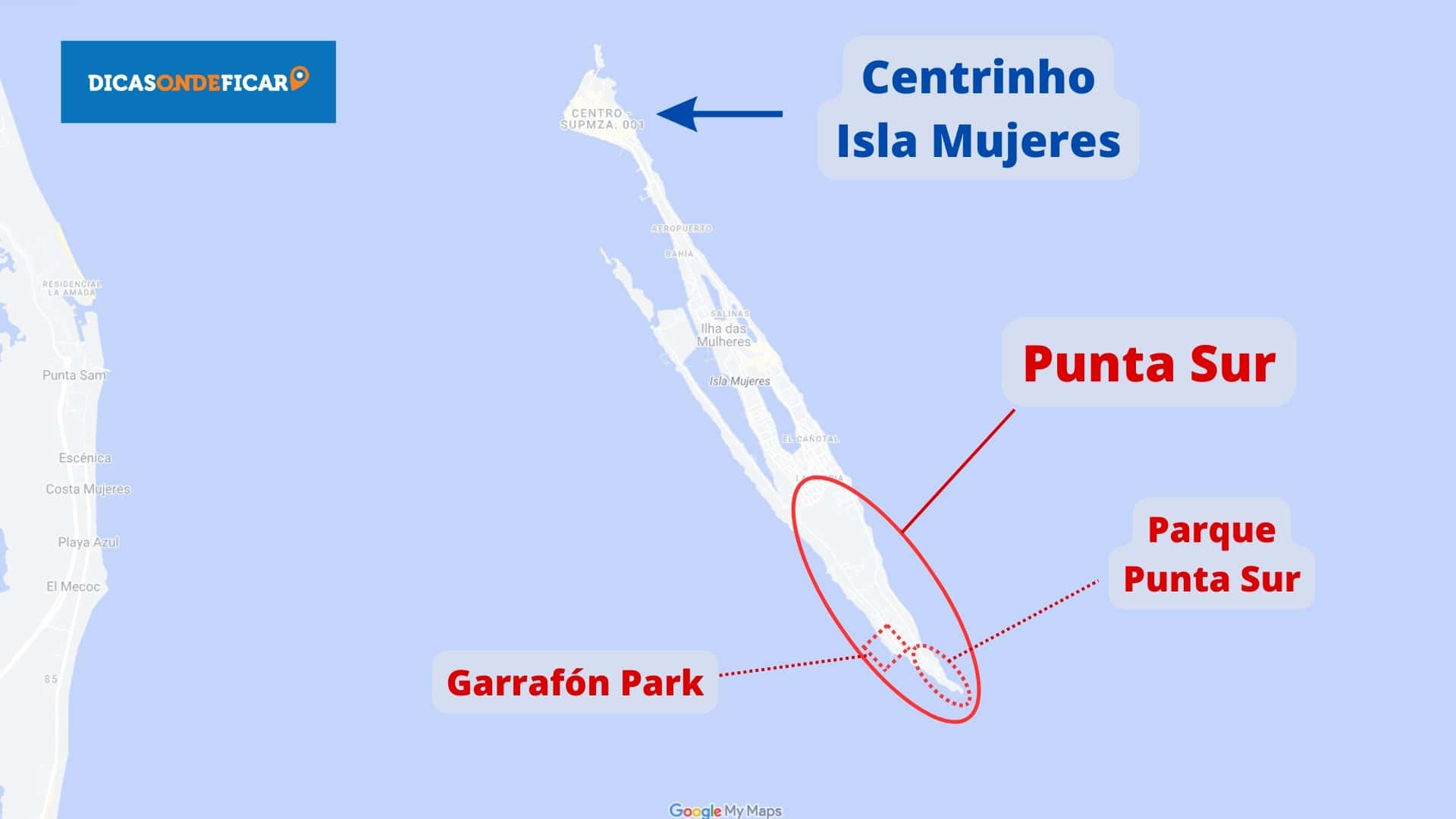 Mapa Localização Punta Sur Isla Mujeres