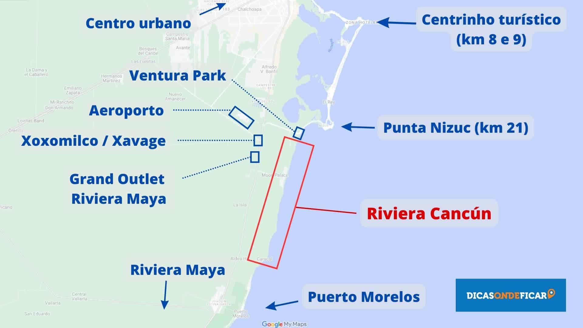 Mapa Localização Riviera Cancún