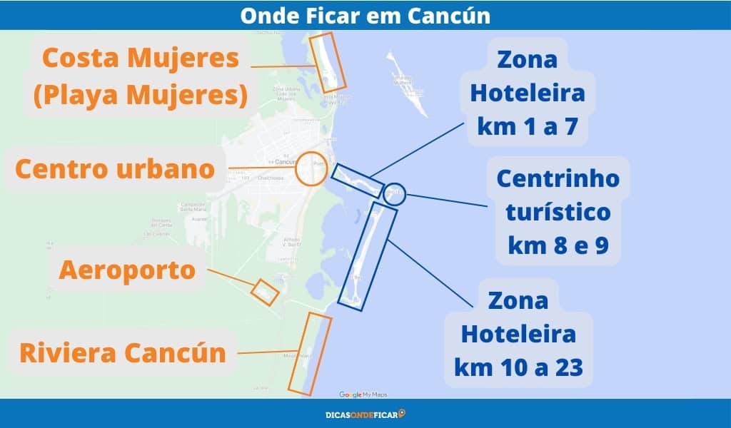 Onde Ficar em Cancún - Mapa dos Melhores Bairros, Praias e Áreas para se Hospedar